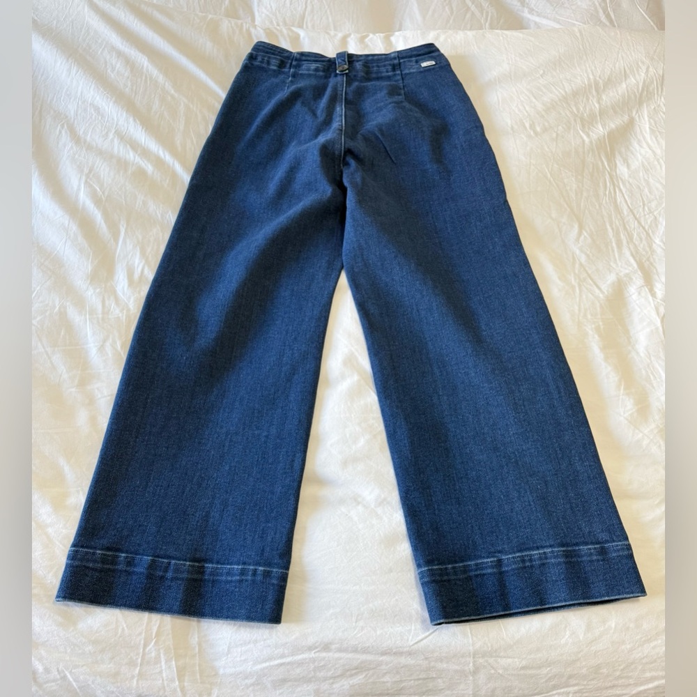 MOTHER | SZ 27 | Zipped Greaser Loop High Waist Crop Wide Leg Jeans Medium Wash - Picture 2 of 12